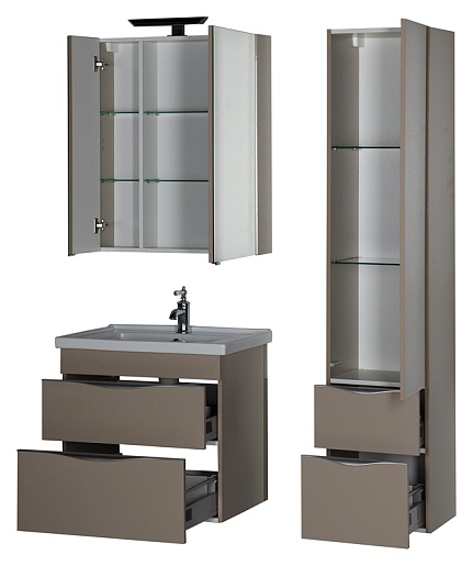 Aquanet Зеркальный шкаф "Эвора 70" капучино – картинка-9