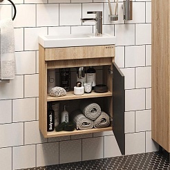 Onika Тумба под раковину Милтон 45 R подвесная серая/дуб сонома – фотография-3