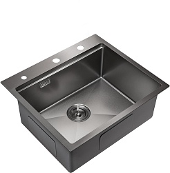 Milacio Мойка кухонная Denia 57 Steel со смесителем вороненая сталь – фотография-3