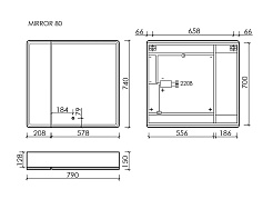 Sancos Зеркало-шкаф Mirror 80 с подсветкой MI80EG дуб галифакс натуральный – фотография-6