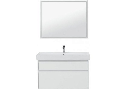 Aquanet Тумба с раковиной Nova Lite 100 2 ящика, белая – фотография-4