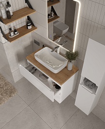 Зов Тумба под раковину Дион 100 подвесная под столешницу матовая белая – фотография-7