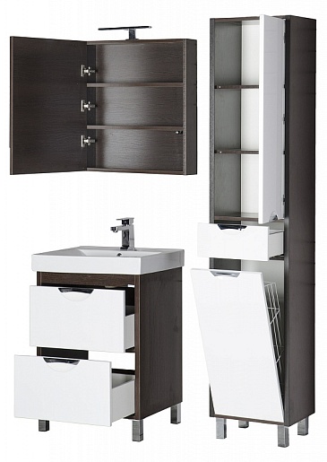 Aquanet Тумба с раковиной "Гретта 60" 2 ящика венге (171595) – картинка-5