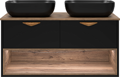 Brevita Мебель для ванной Bergen 105 подвесная дуб галифакс олово/черная – фотография-12