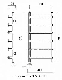 Domoterm Полотенцесушитель Стефано П6 400*600 EL – фотография-4