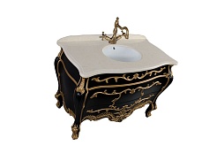 Demax Тумба с раковиной "Афины 120" черная/золото – фотография-3