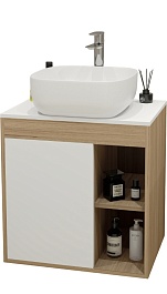 Teymi Тумба с раковиной Nura 70 дуб эврика/белый матовый T60528 раковина T50203 – фотография-1