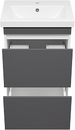 Misty Тумба с раковиной Майна 50 2 ящика графит/белая – фотография-2