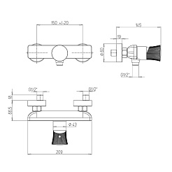 Paini Смеситель для душа Domus 18PJ511PZ брашированные золото/чёрный – фотография-3