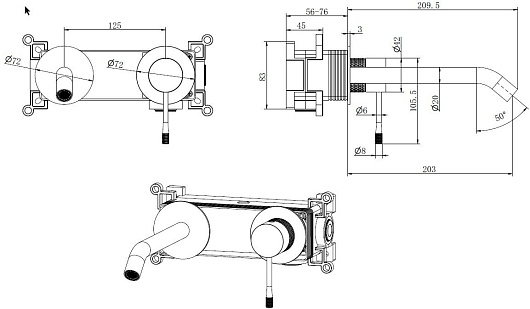Allen Brau Смеситель для раковины Priority 4.0 5.31C03-00 (с внутренней частью) хром – картинка-3
