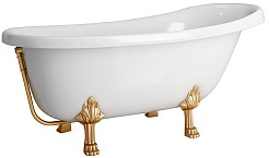 Фэма Ванна из литьевого мрамора Салерно (ножки бронза, слив-перелив бронза) – фотография-1
