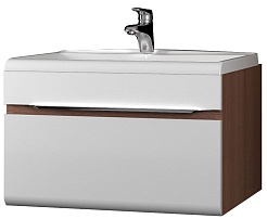 Velvex Тумба с раковиной Crystal Cub 60 белая/темный лен – фотография-1