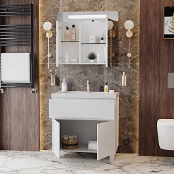 Onika Тумба с раковиной Стрим 80.12 белая – фотография-11