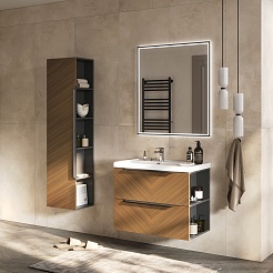 Equil Тумба с раковиной Forest 80 2 ящика подвесная орех/графит – фотография-6