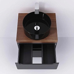 Jorno Тумба с раковиной Wood 60 серая столешница темная – фотография-4