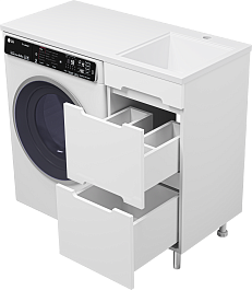 Misty Мебель для ванной Байкал 100 R под стиральную машину белая – фотография-6
