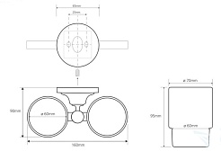 Bemeta Двойной держатель стаканов Retro gold and chrom 144210028 – фотография-2