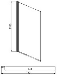 Aquatek Шторка на ванну 80x150 AQ DEL SBA 08015CH поворотная профиль хром стекло прозрачное – фотография-3