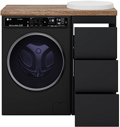 Brevita Тумба с раковиной Grafit 100 под стиральную машину графит/махагон – фотография-6