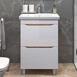 Vigo Мебель для ванной Grani 600-0-2 белая/дуб золотой – фотография-3