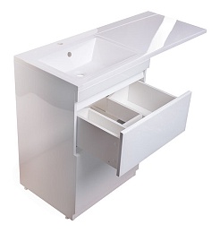Style Line Тумба с раковиной Даймонд 120 L glass, Люкс белая, PLUS – фотография-4