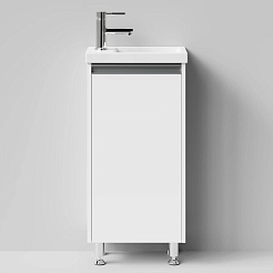 Водолей Тумба под раковину Бридж 40 L с ручкой Рейлинг белая – фотография-1
