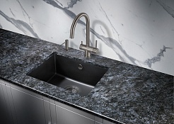 Milacio Мойка кухонная Leon 55 Cuarzo черная матовая – фотография-3