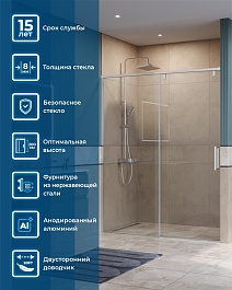 BelBagno Душевая дверь в нишу Soft Close-1 SOFT_CLOSE-1-BF-1-150-C-Cr 150x200 профиль хром стекло прозрачное – фотография-10