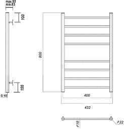 Domoterm Полотенцесушитель Медея П8 400x800 хром – фотография-3