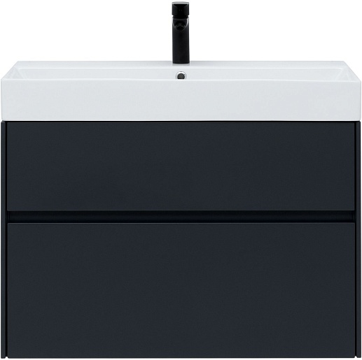 Aquanet Тумба с раковиной Бруклин 85 подвесная черная матовая – фотография-4