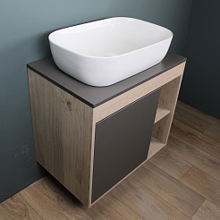 Teymi Тумба с раковиной Nura 80 Helmi Solli 60 подвесная дуб/графит – фотография-3