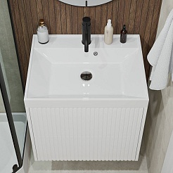 Vivon Тумба под раковину Kristi 60 подвесная белая матовая рифленая – фотография-5