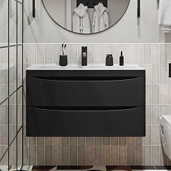 Vivon Тумба под раковину Ostin 90 подвесная черная матовая – фотография-6