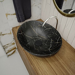 Teymi Раковина накладная Lori 41 T50496 черный мрамор – фотография-6