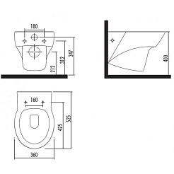 Creavit Унитаз подвесной Jaws JW320 с биде – фотография-5