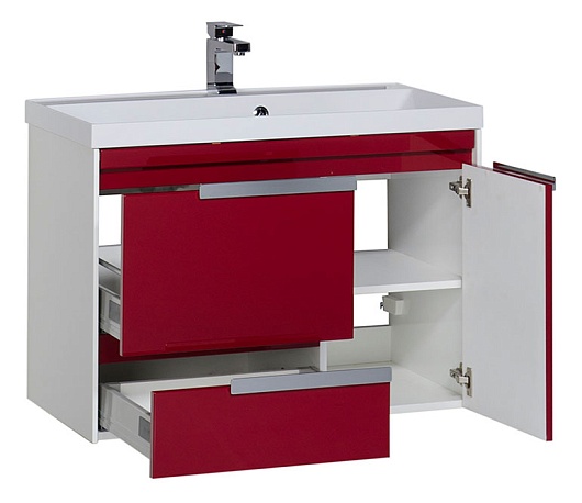 Aquanet Тумба с раковиной "Тиволи 80" бордо – картинка-3
