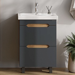Onika Тумба с раковиной Айленд 60 графит/дуб крафт – фотография-5
