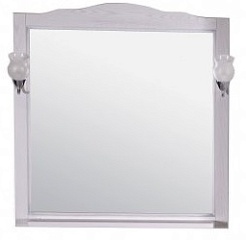 ASB-Woodline Зеркало для ванной Римини Nuovo 80 белый (патина серебро), массив ясеня – фотография-1