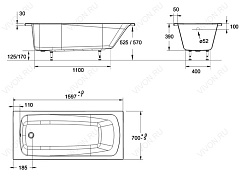 Jacob Delafon Акриловая ванна Patio 160 E6811-00 – фотография-2