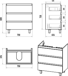 Brevita Тумба с раковиной Victory 80 серый шелк – фотография-10