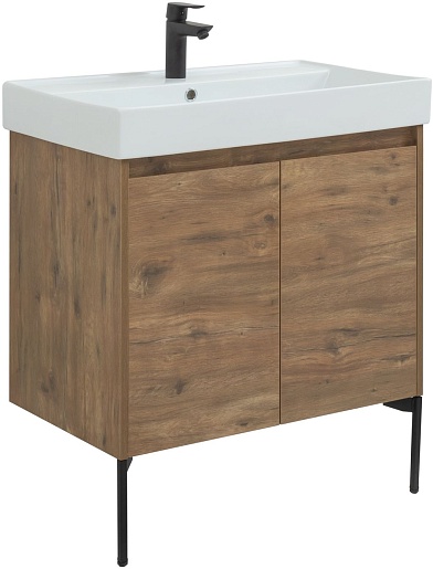 Aquanet Тумба под раковину Nova Lite 75 2 дверцы подвесная дуб рустикальный – картинка-11