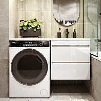 Vivon Тумба с раковиной под стиральную машину Harper 120 R подвесная белый глянец