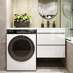 Vivon Тумба с раковиной под стиральную машину Harper 120 R подвесная белый глянец – фотография-1