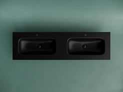 Ceramicanova Мебельная раковина Grace 161 с двумя чашами CN7023MB чёрный матовый – фотография-2