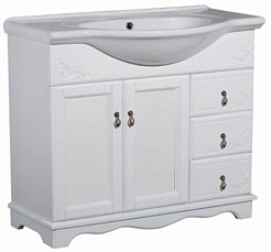 Bas Мебель для ванной Варна 85 белый, глухие дверцы, 3 ящика, зеркало-шкаф – фотография-4