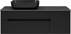 Misty Тумба с раковиной Роял 120 подвесная черная матовая – фотография-1
