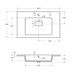Cezares Тумба с раковиной Slider 80 подвесная дымчатый орех – фотография-13
