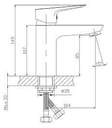 Mixline Смеситель для раковины 35k ML14-04 б/отв п/гайку (без подводки) хром – фотография-2