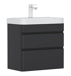 Equil Тумба под раковину Eltoro 70 2 ящика подвесная черный софт – фотография-1