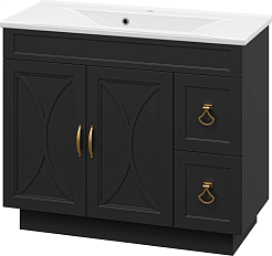 Misty Тумба с раковиной Амбра 100 черная матовая – фотография-2